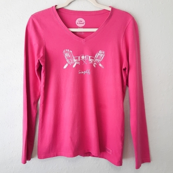 Life is Good Pink Simplify Long Sleeve Tee S - Picture 1 of 6
